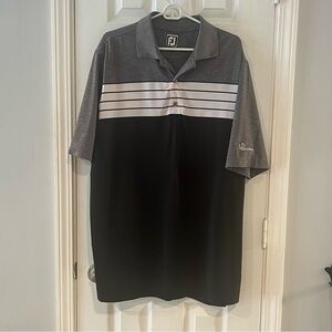 FootJoy Men's Gray and Black Striped Golf Polo, Prestwick.  Size XL.